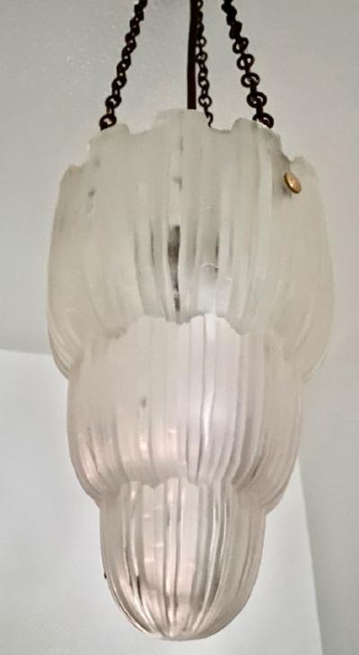  Marius Ernest Sabino Sabino French Art Deco Chandelier Ceiling Lamp 1930s