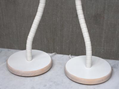  Marksl jd Pair of White Marksl jd Table Lamps with Josef Frank Shades Sweden 1970s