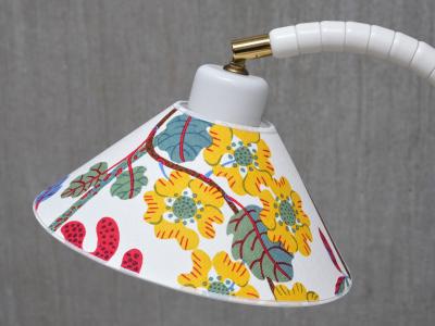  Marksl jd Pair of White Marksl jd Table Lamps with Josef Frank Shades Sweden 1970s