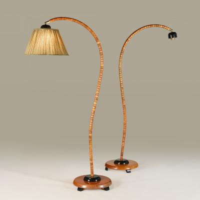  Marksl jd Swedish 1970s adjustable beech wood gooseneck floor lamp by Marksl jd