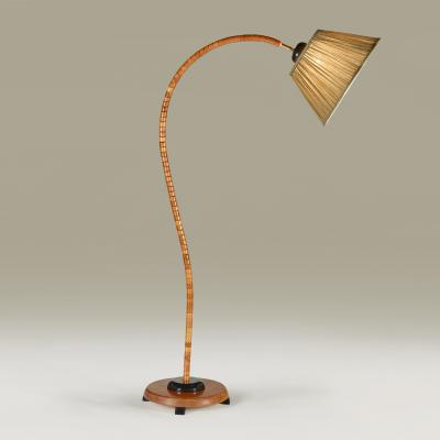  Marksl jd Swedish 1970s adjustable beech wood gooseneck floor lamp by Marksl jd