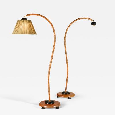  Marksl jd Swedish 1970s adjustable beech wood gooseneck floor lamp by Marksl jd