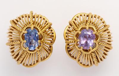 Marsh Co 18k Gold Sapphire Earclips by Marsh Co