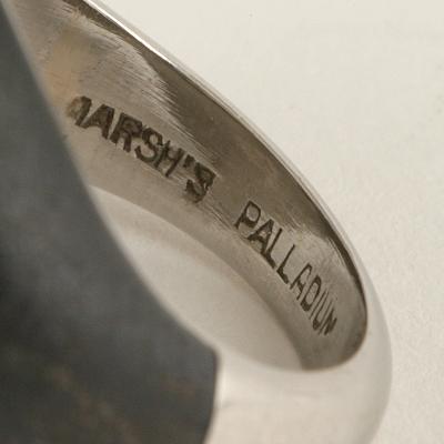  Marsh Co Patinated Steel Palladium Pearl and Diamond Ring by Marsh