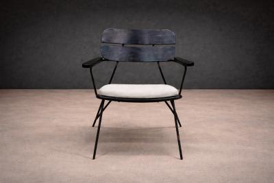  Martin Eisler Carlo Hauner Armchair in Metal Wood in ebony finish Carlo Hauner Martin Eisler 1950s