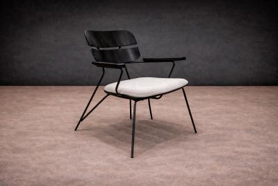  Martin Eisler Carlo Hauner Armchair in Metal Wood in ebony finish Carlo Hauner Martin Eisler 1950s