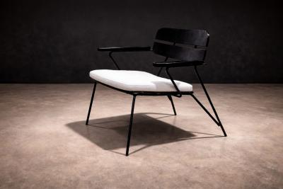  Martin Eisler Carlo Hauner Armchair in Metal Wood in ebony finish Carlo Hauner Martin Eisler 1950s