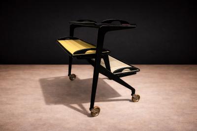  Martin Eisler Carlo Hauner Bar Cart in Hardwood by Carlo Hauner Martin Eisler for Moveis Artesanal
