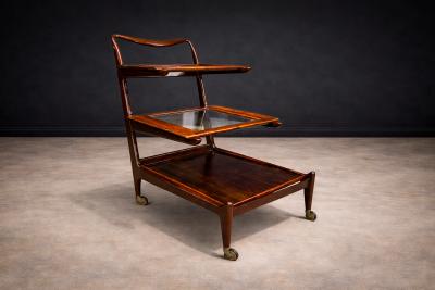  Martin Eisler Carlo Hauner Bar Cart in Rosewood Glass Carlo Hauner and Martin Eisler 1950s