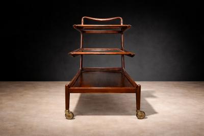  Martin Eisler Carlo Hauner Bar Cart in Rosewood Glass Carlo Hauner and Martin Eisler 1950s