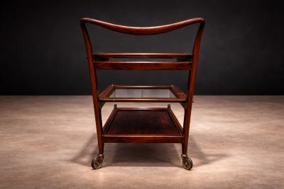  Martin Eisler Carlo Hauner Bar Cart in Rosewood Glass Carlo Hauner and Martin Eisler 1950s