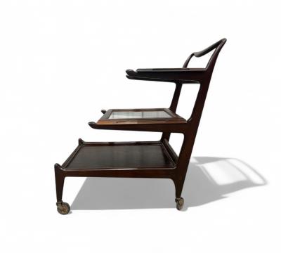 Martin Eisler Carlo Hauner Bar Cart in Rosewood Glass Carlo Hauner and Martin Eisler 1950s Lot 193