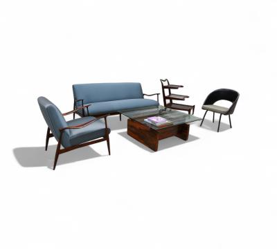 Martin Eisler Carlo Hauner Bar Cart in Rosewood Glass Carlo Hauner and Martin Eisler 1950s Lot 193