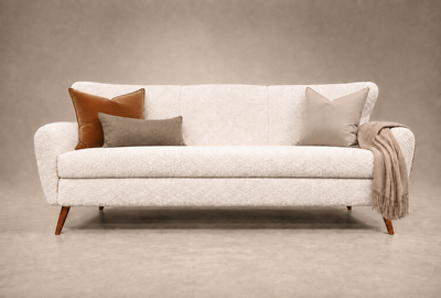  Martin Eisler Carlo Hauner Brazilian Modern Sofa in Off White Boucl Caviuna by Forma Brazil Lot 51B