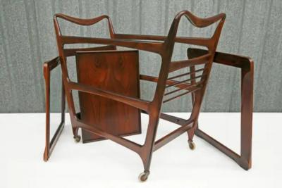  Martin Eisler Carlo Hauner Mid Century Modern Bar Cart in Hardwood Glass by Carlo Hauner Martin Eisler