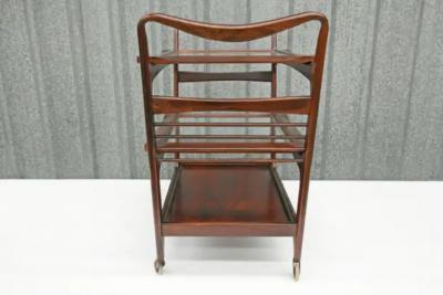  Martin Eisler Carlo Hauner Mid Century Modern Bar Cart in Hardwood Glass by Carlo Hauner Martin Eisler