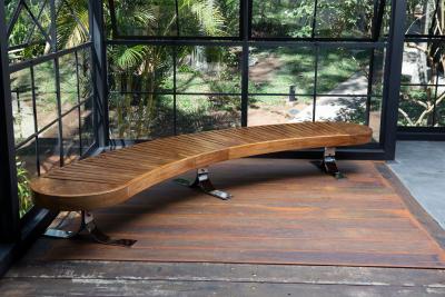  Martin Eisler Carlo Hauner Mid Century Modern Curved Bench by Carlo Hauner Martin Eisler for Forma 1960s