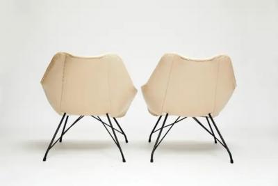  Martin Eisler Carlo Hauner Midcentury Armchairs in White Leather Iron Base by Carlo Hauner 1955 Brazil