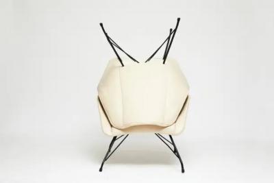  Martin Eisler Carlo Hauner Midcentury Armchairs in White Leather Iron Base by Carlo Hauner 1955 Brazil