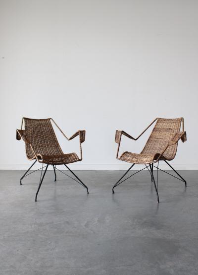  Martin Eisler Carlo Hauner Rattan Armchairs by Martin Eisler and Carlo Hauner for Forma 1950