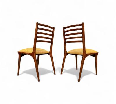  Martin Eisler Carlo Hauner Set of 2 Chairs in Rosewood Yellow upholstery Carlo Hauner 1950s Lot 254A
