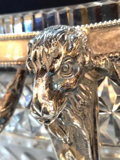  Martin Hall Co George III Style Silver Plated Oval Center Bowl with Cut Glass Liner