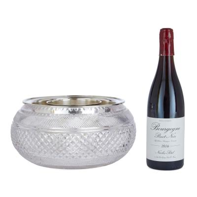  Martin Hall Co Large English silver and crystal caviar dish by Martin Hall Co