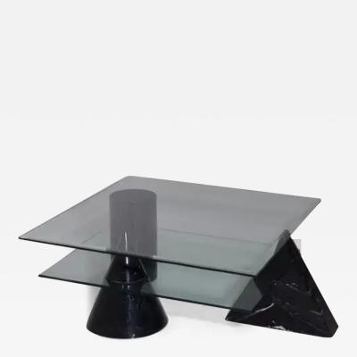  Massimo and Lella Vignelli Postmodern black marble coffee table in the style of Massimo Vignelli