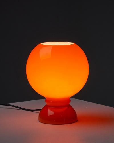  Massive Lighting Space Age Orange Glass Table Lamp by Massive 1980s