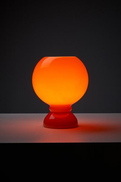  Massive Lighting Space Age Orange Glass Table Lamp by Massive 1980s