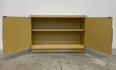  Mastercraft 1970s Lacquered Asian Inspired Mastercraft Cabinet Overscale Brass Hardware