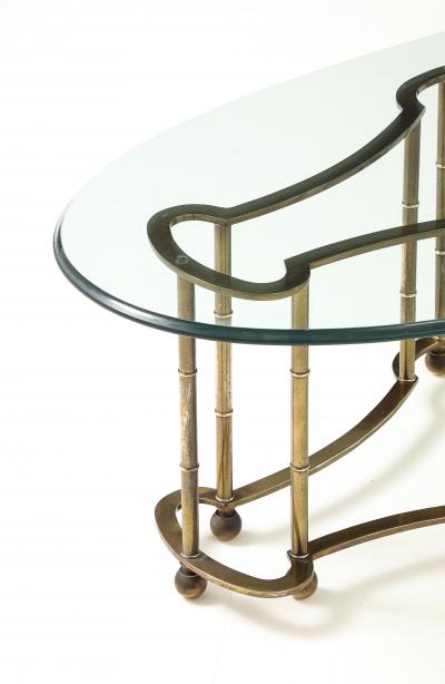  Mastercraft 1970s Mastercraft Racetrack Brass Oval Coffee Table