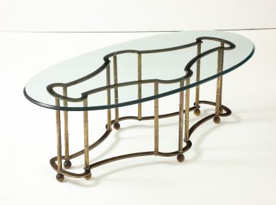  Mastercraft 1970s Mastercraft Racetrack Brass Oval Coffee Table