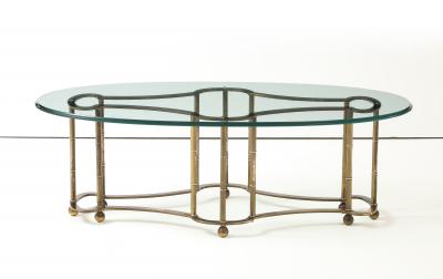  Mastercraft 1970s Mastercraft Racetrack Brass Oval Coffee Table