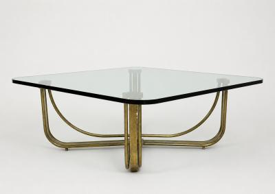  Mastercraft 1970s Mastercraft Solid Brass and Glass Square Coffee Table USA Designed Made