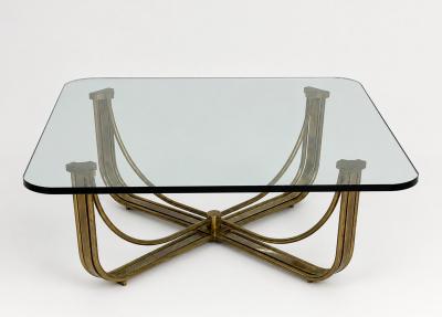  Mastercraft 1970s Mastercraft Solid Brass and Glass Square Coffee Table USA Designed Made