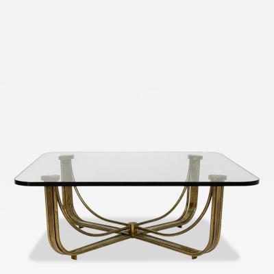  Mastercraft 1970s Mastercraft Solid Brass and Glass Square Coffee Table USA Designed Made