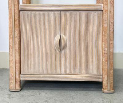  Mastercraft 1980s Tessellated Stone Pencil Reed Etageres Bookcases Pair