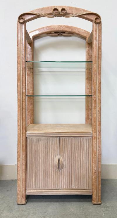  Mastercraft 1980s Tessellated Stone Pencil Reed Etageres Bookcases Pair