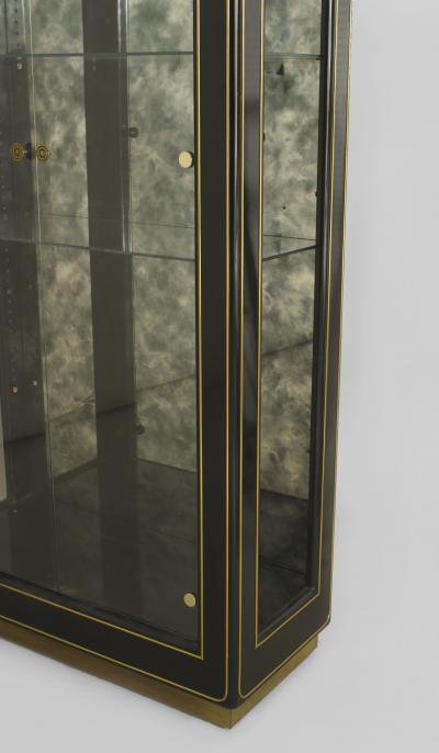  Mastercraft 3 American Mid Century Modern Ebonized Metal and Brass Trimmed Vitrine Cabinets