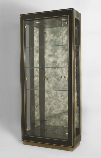  Mastercraft 3 American Mid Century Modern Ebonized Metal and Brass Trimmed Vitrine Cabinets