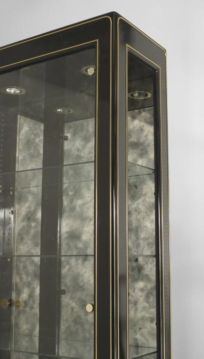  Mastercraft 3 American Mid Century Modern Ebonized Metal and Brass Trimmed Vitrine Cabinets