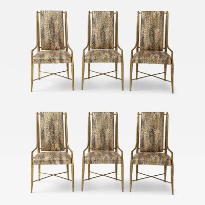  Mastercraft 6 Mastercraft Brass Bamboo Dining Chairs