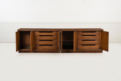  Mastercraft Benard Rhone for Mastercraft Cabinets Burled Elm with Brass Knocker Pulls 1965