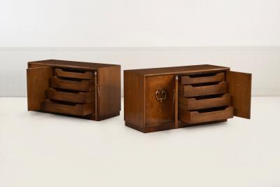  Mastercraft Benard Rhone for Mastercraft Cabinets Burled Elm with Brass Knocker Pulls 1965