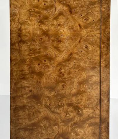  Mastercraft Bernhard Rohne Mastercraft Burl Wood Etched Brass Tall Chest circa 1970s