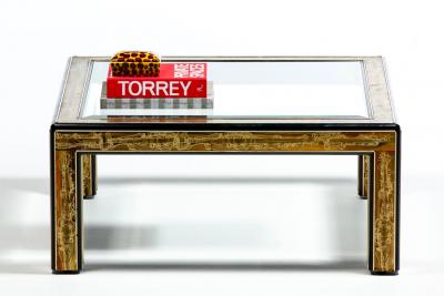 Mastercraft Bernhard Rohne for Mastercraft Acid Etched Metal Glass Brutalist Coffee Table