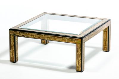 Mastercraft Bernhard Rohne for Mastercraft Acid Etched Metal Glass Brutalist Coffee Table