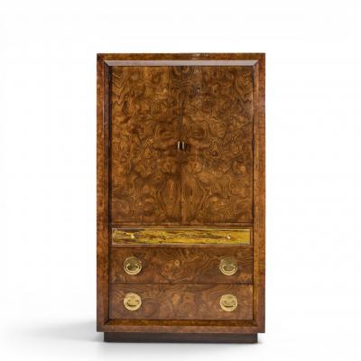  Mastercraft Bernhard Rohne for Mastercraft Burlwood and Acid Etched Brass Armoire Dresser