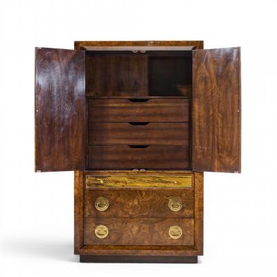  Mastercraft Bernhard Rohne for Mastercraft Burlwood and Acid Etched Brass Armoire Dresser